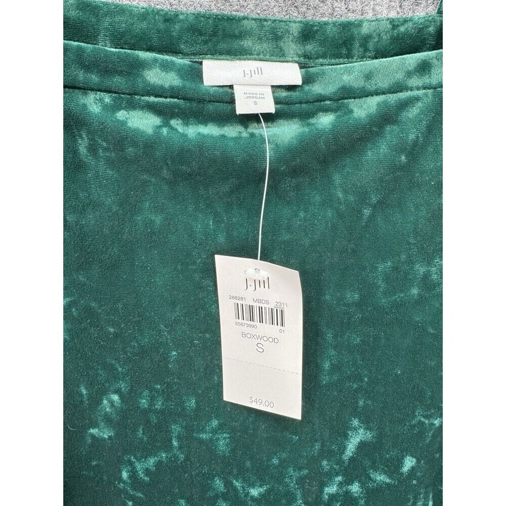 J. Jill Crushed Velvet Tank Top Womens Small Boxwood Green Square Neck Boxy NEW - Picture 4 of 10